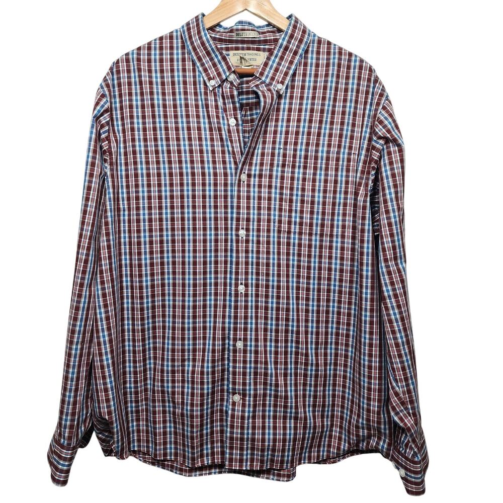 Men's Plaid Duluth Trading Company Long Sleeve Button Up Shirt Size XL